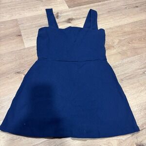 PINK Victoria's Secret Navy Blue Ribbed Active Dress with Built-in Shorts Large